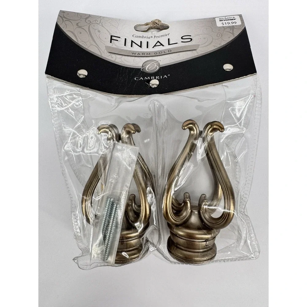 Gold Curtain Rod Finials Set 2 Decorative End Caps Cambria Florentine